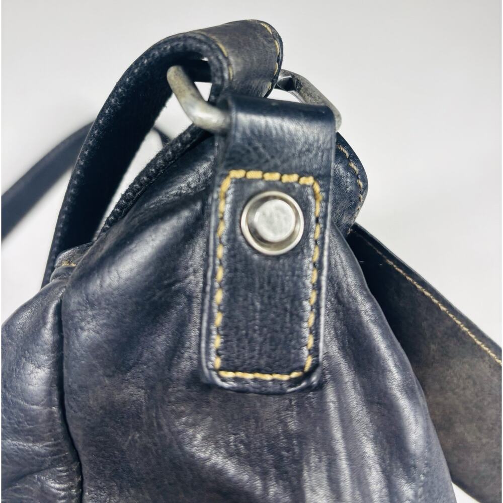 Jack Georges VTG Voyager Crossbody Bag Black Messenger Leather Distressed - Picture 6 of 16